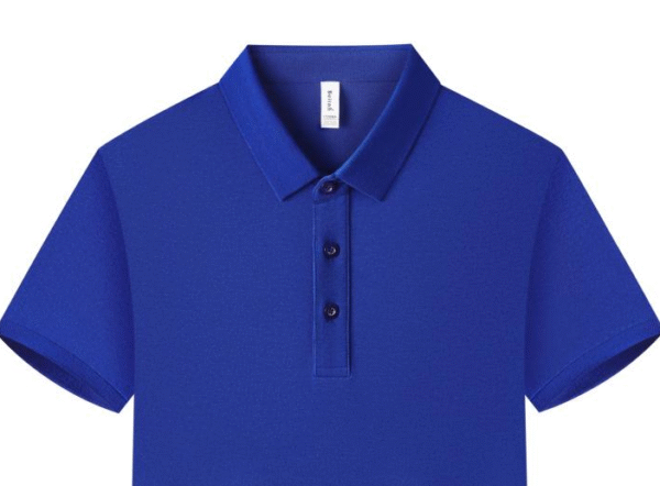 2025 New Leisure Blue short-sleeved lapel T-shirt - Image 3