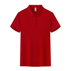 2025 New Leisure Red Short-sleeved lapel T-shirt